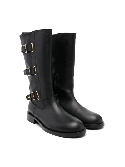 Elisabetta Franchi La Mia Bambina Kids' Buckle-detailed Boots In Schwarz
