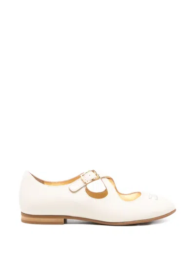 Elisabetta Franchi La Mia Bambina Kids' Buckle Strap Ballerinas In Neutral
