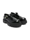 Elisabetta Franchi La Mia Bambina Buckle T-bar Ballerina In Black