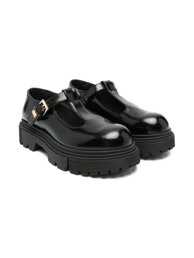 Elisabetta Franchi La Mia Bambina Kids' Buckle T-bar Ballerina In Black