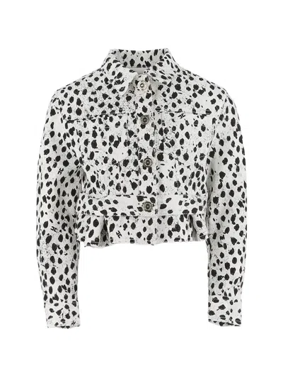Elisabetta Franchi La Mia Bambina Kids' Buttoned Spotted Jacket In White