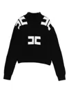 Elisabetta Franchi La Mia Bambina Kids' Cable-knit Logo Sweater In Black
