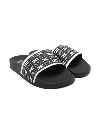 Elisabetta Franchi La Mia Bambina Kids' Ciabatte Con Logo In Black
