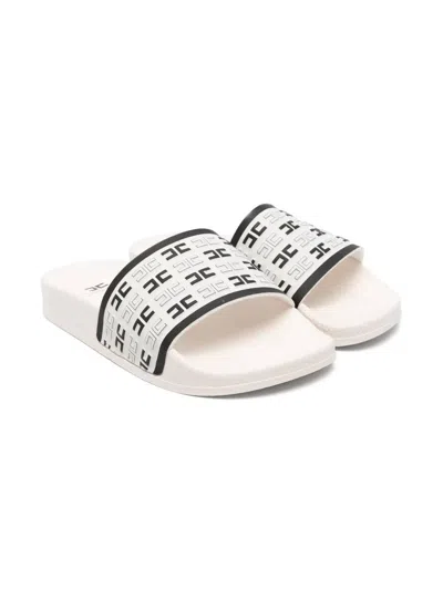 Elisabetta Franchi La Mia Bambina Kids' Ciabatte Con Logo In Cream
