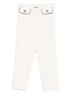 Elisabetta Franchi La Mia Bambina Contrast-piping Gold-button Trousers In White