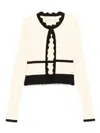 Elisabetta Franchi La Mia Bambina Contrasting-trim Cardigan In Yellow