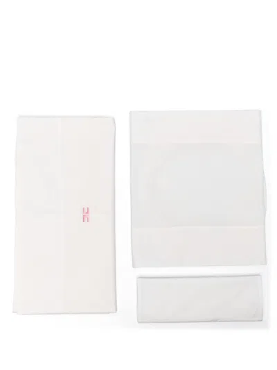Elisabetta Franchi La Mia Bambina Cotton Bedding Set (set Of Three) In White