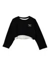 Elisabetta Franchi La Mia Bambina Crystal-embellished Cropped Top In Black