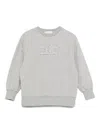 Elisabetta Franchi La Mia Bambina Crystal-embellished Logo Sweatshirt In Gray