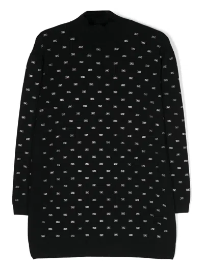 Elisabetta Franchi La Mia Bambina Kids' Crystal-embellished Monogram Dress In Black