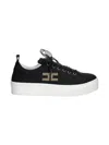 Elisabetta Franchi La Mia Bambina Crystal-embellished Ribbon Sneakers In Black