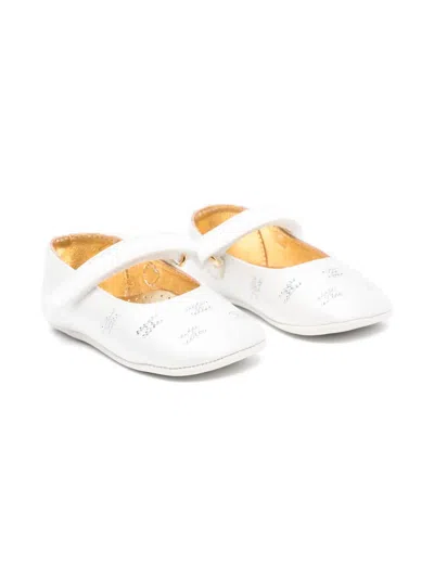 Elisabetta Franchi La Mia Bambina Babies' Crystal-logo Pre-walkers In 白色