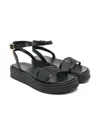 Shop Elisabetta Franchi La Mia Bambina Crystal-logo Sandals In Black