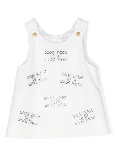 Elisabetta Franchi La Mia Bambina Babies' Crystal-logo Top In White