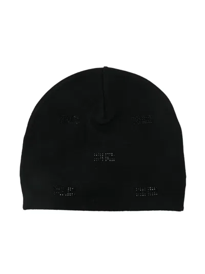 Elisabetta Franchi La Mia Bambina Kids' Crystal-embellished Beanie Hat In Black