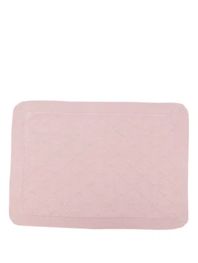 Elisabetta Franchi La Mia Bambina Diamond-pattern Knitted Blanket In Pink