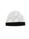 Elisabetta Franchi La Mia Bambina Diamond-patterned Cotton Beanie In White