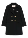 Elisabetta Franchi La Mia Bambina Double-breasted Embellished Coat In Black