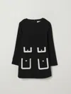 Elisabetta Franchi La Mia Bambina Pocket-detail Long-sleeve Dress In Black