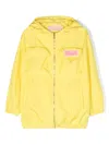 Elisabetta Franchi La Mia Bambina Drop-shoulder Hooded Jacket In Yellow
