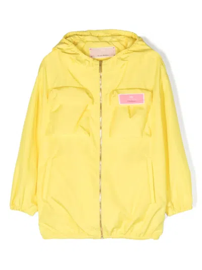 Elisabetta Franchi La Mia Bambina Kids' Drop-shoulder Hooded Jacket In Yellow