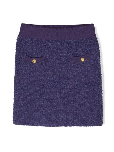 Elisabetta Franchi La Mia Bambina Kids' Elasticated Bouclé Miniskirt In Purple