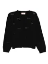 Elisabetta Franchi La Mia Bambina Embellished Button Cardigan In Black
