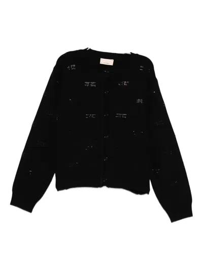 Elisabetta Franchi La Mia Bambina Kids' Embellished Button-down Cardigan In Black