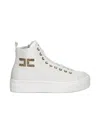 Elisabetta Franchi La Mia Bambina Embellished Zip-fastening Sneakers In White
