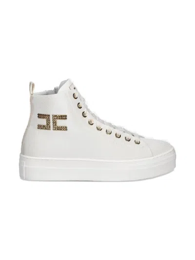 Elisabetta Franchi La Mia Bambina Kids' Embellished Zip-fastening Sneakers In White