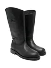 Elisabetta Franchi La Mia Bambina Embossed-logo Buckle Boots In Black