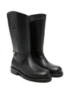 Elisabetta Franchi La Mia Bambina Embossed-logo Leather Boots In Black