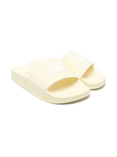 Elisabetta Franchi La Mia Bambina Kids' Embossed-logo Slides In Yellow
