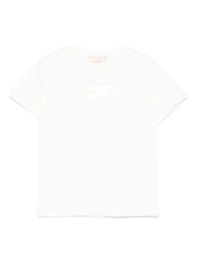 Elisabetta Franchi La Mia Bambina Kids' Embossed-logo T-shirt In Neutrals