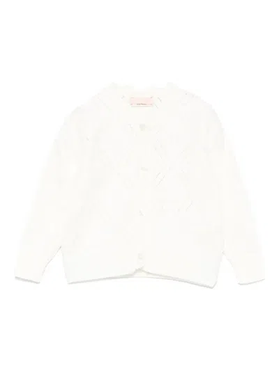 Elisabetta Franchi La Mia Bambina Babies' Embossed-monogram Cardigan In White