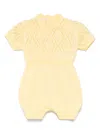 Elisabetta Franchi La Mia Bambina Embossed-monogram Romper In Yellow