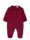Elisabetta Franchi La Mia Bambina Embroidered-collar Babygrow In Burgundy