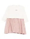 Elisabetta Franchi La Mia Bambina Embroidered-diamond Pattern Dress In Pink