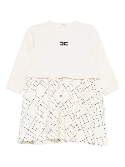 Elisabetta Franchi La Mia Bambina Babies' Embroidered Geometric Print Dress In White