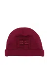 Elisabetta Franchi La Mia Bambina Embroidered-logo Beanie In Brown