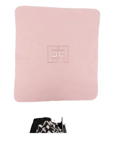 Elisabetta Franchi La Mia Bambina Embroidered-logo Blanket In Pink
