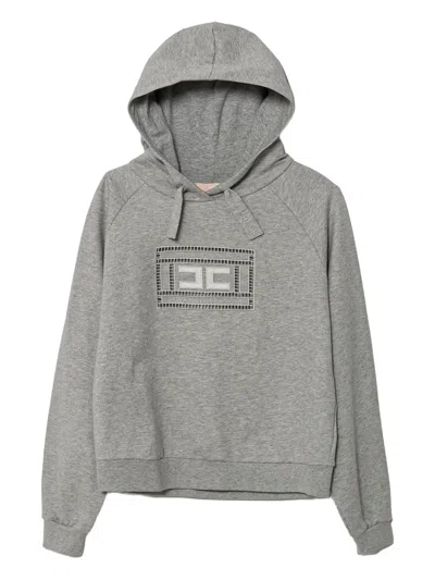 Elisabetta Franchi La Mia Bambina Kids' Embroidered-logo Hoodie In Gray
