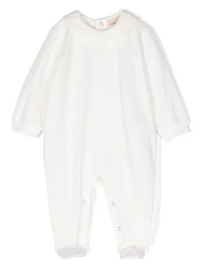 Elisabetta Franchi La Mia Bambina Babies' Embroidered-logo Pyjamas In White