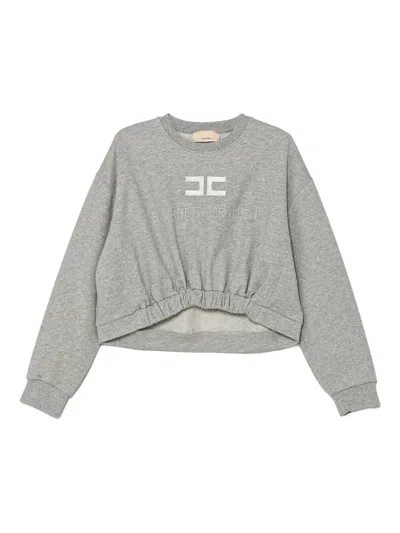 Elisabetta Franchi La Mia Bambina Kids' Embroidered-logo Sweatshirt In Gray