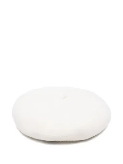 Elisabetta Franchi La Mia Bambina Kids' Embroidered-logo Wool Beret In White