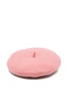 Elisabetta Franchi La Mia Bambina Embroidered Wool Beret In Pink