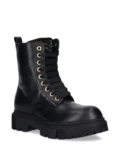 Elisabetta Franchi La Mia Bambina Kids' Eyelet-detail Lace-up Boots In Black