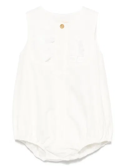 Elisabetta Franchi La Mia Bambina Babies' Floral-appliqué Body In White