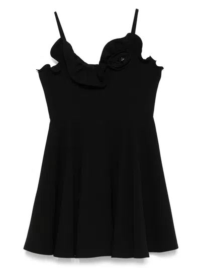Elisabetta Franchi La Mia Bambina Kids' Floral-appliqué Dress In Black