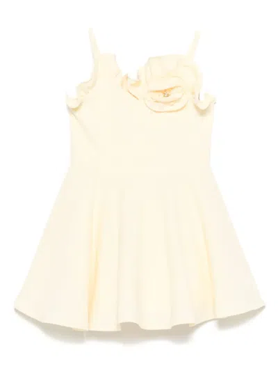 Elisabetta Franchi La Mia Bambina Kids' Floral-appliqué Dress In Yellow